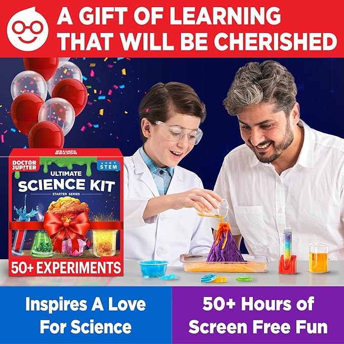 Doctor Jupiter Ultimate Science Kit for Kids Ages 8-12| Christmas, Birthday Gift Ideas for 8-9-10-11-12 Year Old Boys & Girls| STEM Learning & Educational Toys| 50+ Experiments Ultimate Starter Series