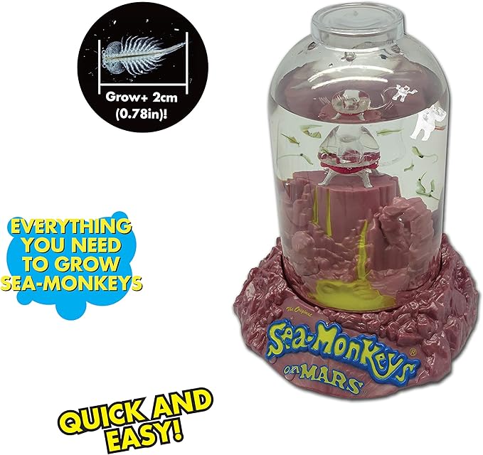 BANDAI The Original Sea Monkeys - Sea Monkeys On Mars - Grow Your Own Pets Science Kit- Includes Eggs, Food, and Water Purifier