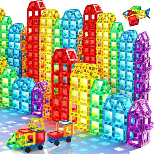 TOY Life Magnetic Tiles for Toddlers 3-5 120 Pcs Magnet Blocks for Kids Ages 4-8 STEM Tile Building Toys Birthday Gift for Boys and Girls