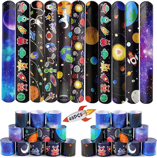 Viicoor 30PCS Space Slap Bracelets Snap Bracelet Wrisrtband for Party Favors Basket Bag Filler School Prizes Gifts Party Favors Bulk