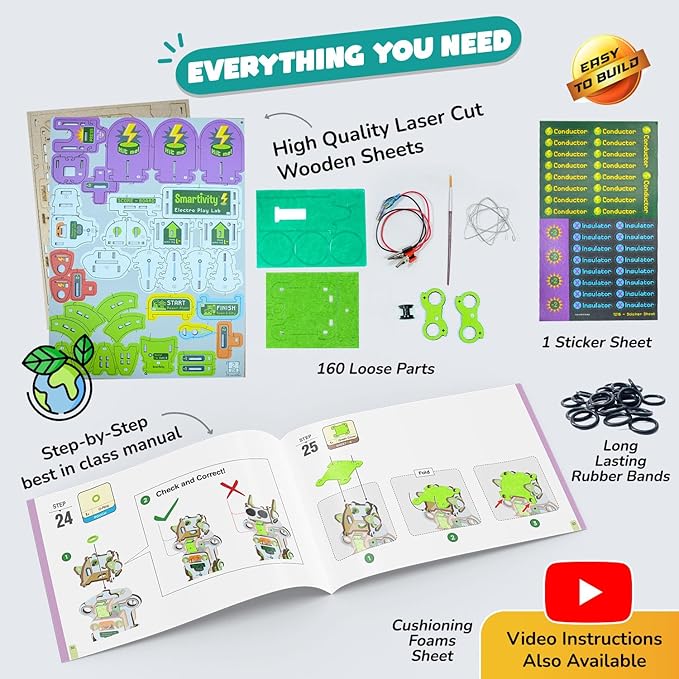 Smartivity Electro Play Lab for Kids Ages 8-14 I Electricity Kit with 9 Circuits Experiements & DIY Robot - Light & Sound Effects | STEM Science Project Kit | Birthday Gift for Boys & Girls