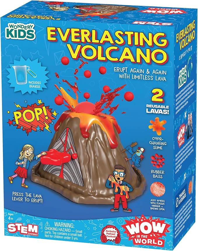 Wow in The World Everlasting Volcano | Erupt Your Volcano Again & Again, Slime Lava, Rubber Lava Rocks, Companion Audio Content, Bonus Reusable Science Tool, STEM Toy for Kids 4+ by Thames & Kosmos