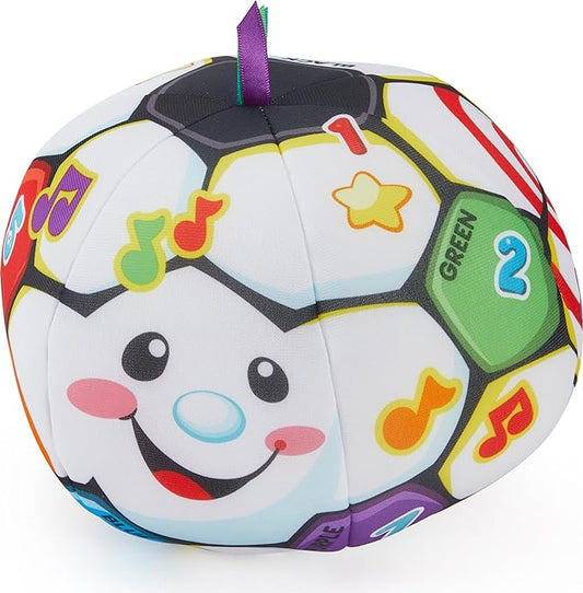 Fisher-Price Baby to Toddler Toy Laugh & Learn Singin’ Soccer Ball Musical Plush with Educational Phrases for Infants Ages 6+ Months (Amazon Exclusive)