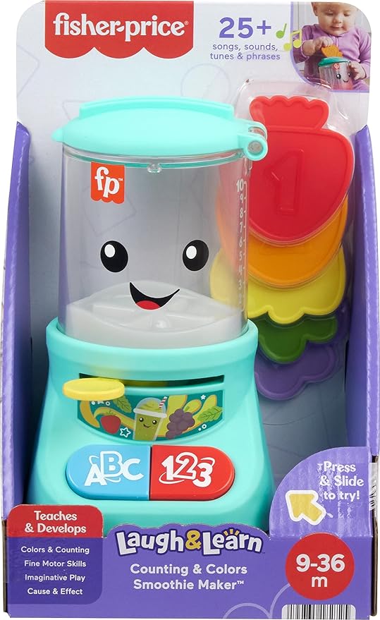 Fisher-Price Laugh & Learn Baby & Toddler Toy Counting & Colors Smoothie Maker Pretend Blender with Music & Lights for Ages 9+ Months