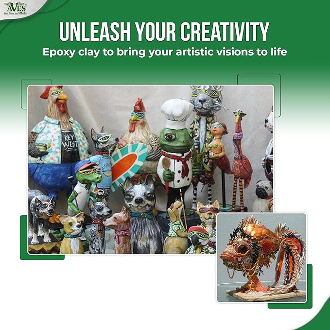 Aves Apoxie Clay - 2 Part (A & B) Self Hardening, Modeling Clay - 1 Pound White Apoxie Clay