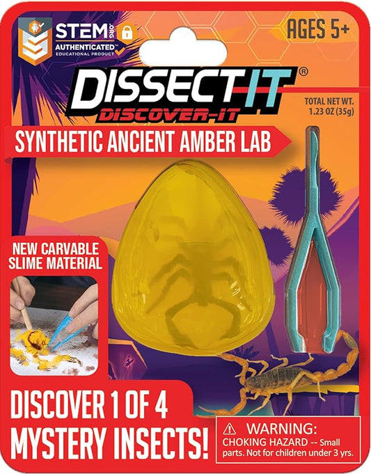 Top Secret Toys Discover-It Dissection Kit for Kids, Synthetic Amber Science Lab Kit to Learn About Insects, Science Toys for Kids Ages 5 and Above