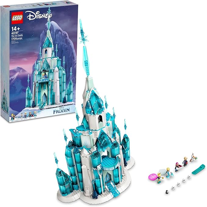 LEGO Disney Princess The Ice Castle Building Toy 43197 Disney Castle Kit to Build, Disney Gift Idea, Castle Toy for Kids Age 6+ Years Old with Frozen Anna and Elsa Mini Doll Figures and Olaf Figure