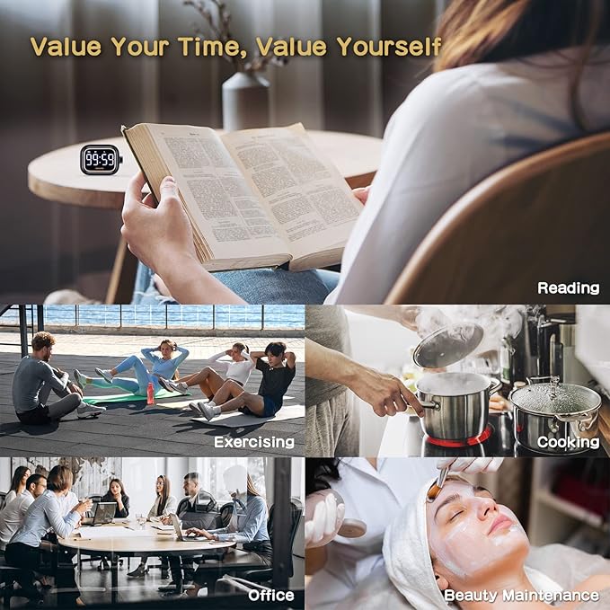 Digital Kitchen Timer for Cooking, INKBIRD Rechargeable 4-Levels Alarm Productivity Timer IDT-02 for Kids, Adults, Teachers, Large LED Smart Countdown Countup Magnetic Timer for Classroom Office