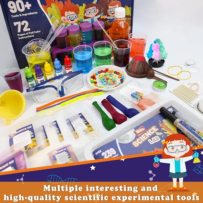 Science Kits for Kids,239+Science Experiments STEM Educational Toys with Volcano Eruption & Chemistry Set,Birthday Gift for Boys & Girls Ages 5-7-8-12