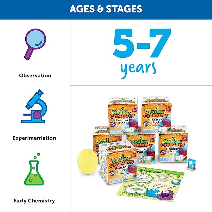 Learning Resources Beaker Creatures Series 3 - 6-Pack of Pods, Ages 5+ Science Exploration Toys, STEM Toys for Kids, Homeschool Must Haves, Science for Kids