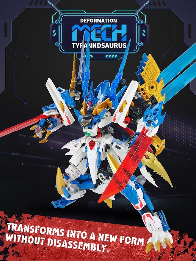 Dinosaurs Transforming Mech Technic Building Sets,Pterodactyl 2-in-1 Building Block Model, Robot Action Figures Building Kits, Birthday for Boys, Adult Age 8-12 (Pterodactyl)