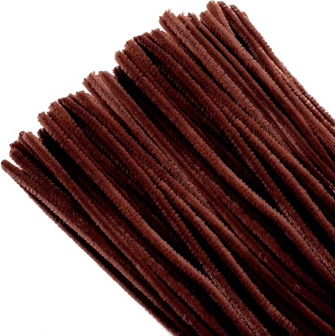 TOAOB 100pcs Pipe Cleaners Brown Chenille Stems 6mm x 12 Inch Fuzzy Sticks Craft Supplies for Art DIY Crafts Decorations