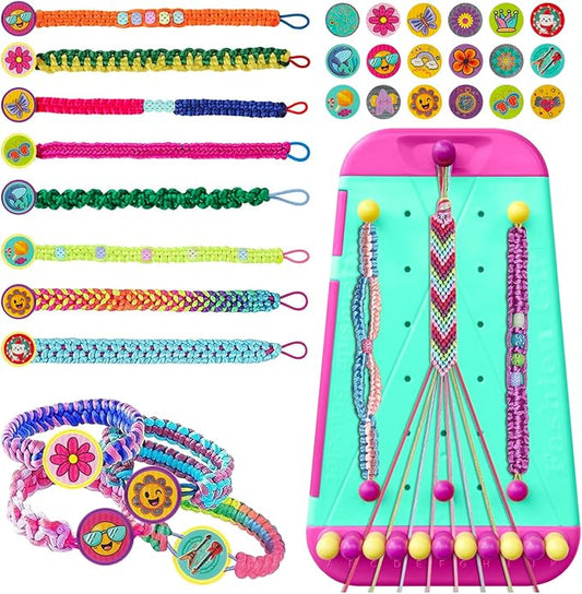Friendship Bracelet Making Kit Toys ,DIY Arts and Crafts for Kids Ages 6-12,2 in 1 Bracelets String Maker Toys Set,Jewelry String Maker Kit,Christmas Birthday Gifts for Girl 8-12 Years Old (Green)