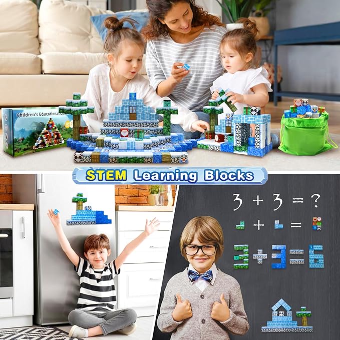 100PCS Magnetic Building Blocks-for Kids, Chirstmas Build Magnet World Set for 3-10 Years Old Boys & Girls Magnetic Building Toys for Toddler (XMS)