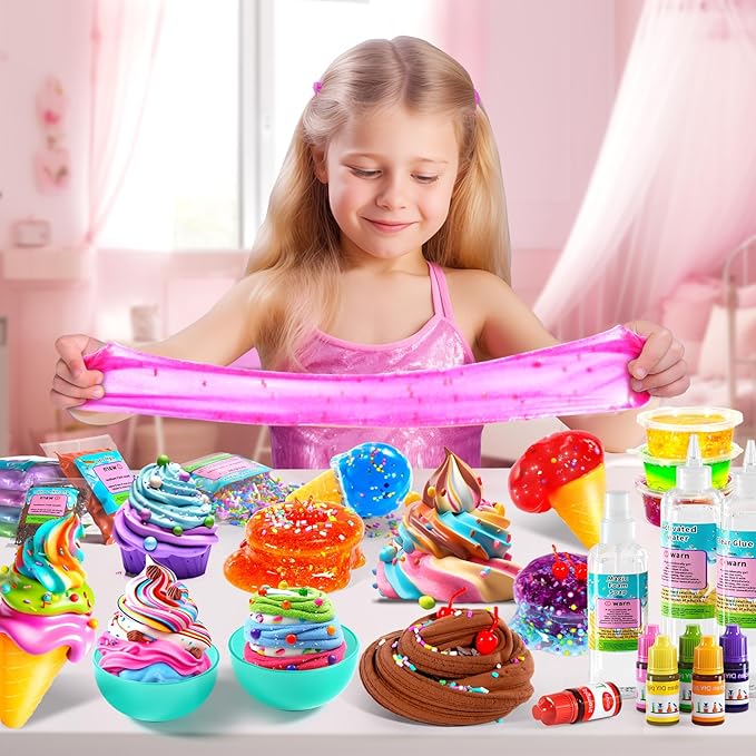 Making Kit Ice Cream for Girls, DIY Arts and Crafts Supplies, Molding Clay with Sculpting Tools, Stuffers for Kids Boys Girls 4 5 6 7 8 9 10 11 12 Years Old, Fun Birthday Gifts for Girls 8-12