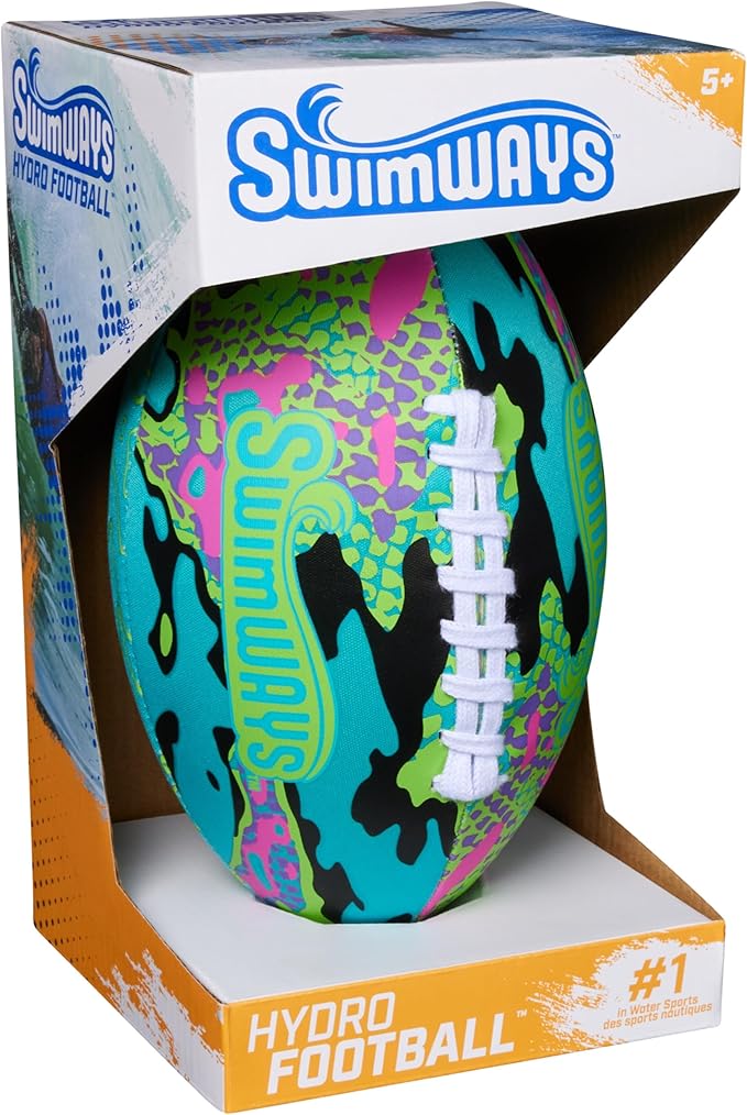 SwimWays Hydro Waterproof Football, Outdoor Games for Adults and Kids, Swimming Pool Accessories and Pool Party Games,9.25 Inches, Blue