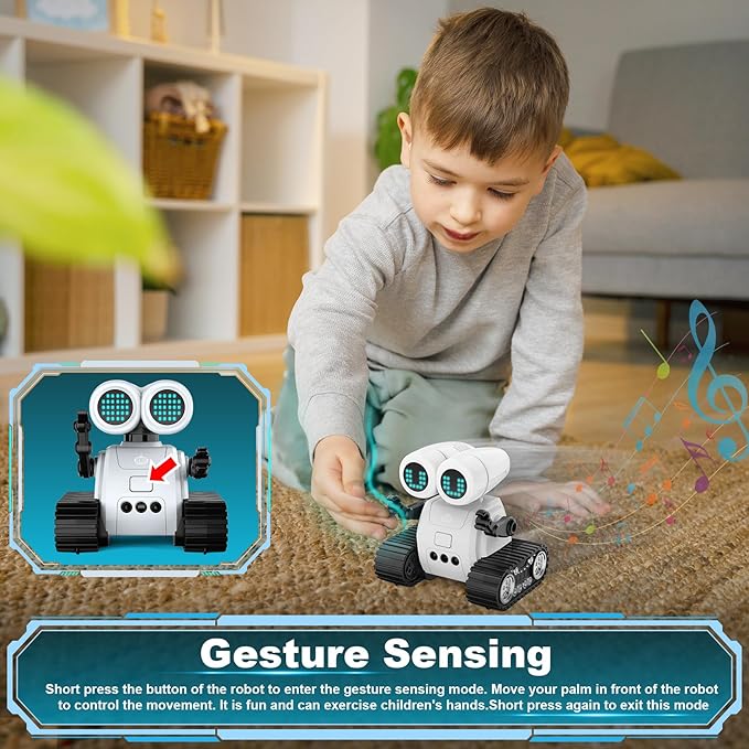 Hamourd Robot Toys for 3 Years Old Boys Girls- Robots with Walkie-Talkie Function, Gesture Sensing, Flexible Head & Arms, Programming Motion, Dance Moves, Music, and Shining LED Eyes, Kids Toys Gifts