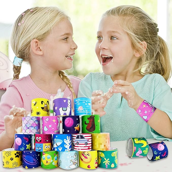 Viicoor Slap Bracelets for Kids 30 PCS Wristbands Snap Bracelet Bulk Gadget Gifts Prizes Students