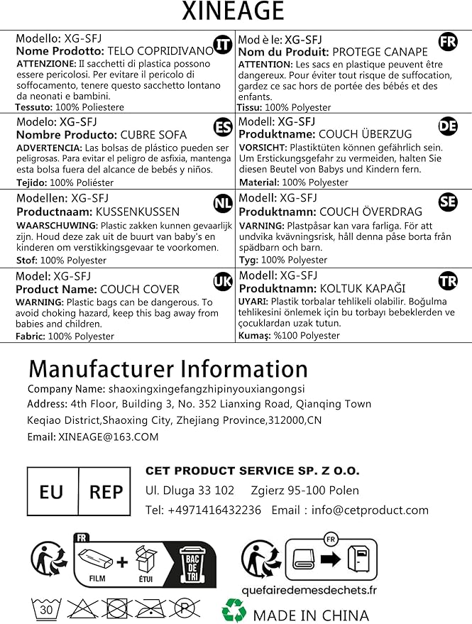 XINEAGE Quilted Chair Sofa Cover Waterproof Chair Covers for Armchair, Super Soft Washable Slipcover with Pockets & Non-Slip Elastic Straps, Thick Furniture Protector (Chair, Khaki)