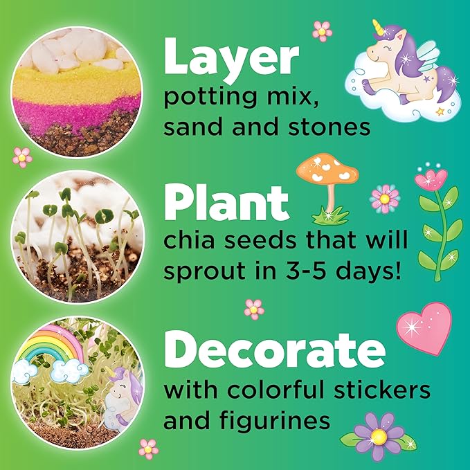 Creativity for Kids Plant and Grow Unicorn Forest: Terrarium Kit for Kids, Unicorn Toys and STEM Kits for Kids, Arts and Crafts for Girls Ages 6-8+