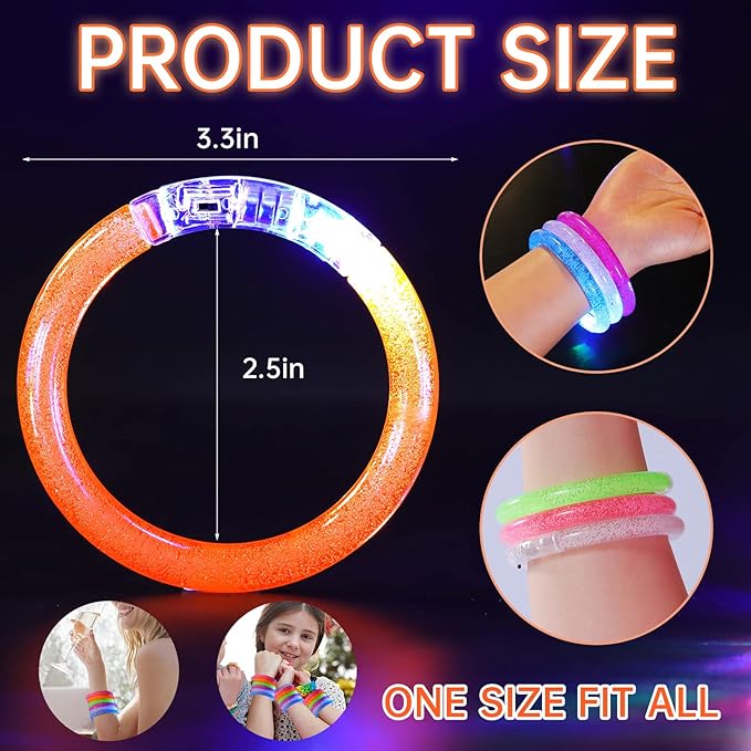 Visen 24 Pack Glow Sticks Bracelets,6 Color LED Bracelets,Light Up Bracelets Toys,Glow In The Dark Party Supplies for Adults,Neon Rave Party Favors for Concert Birthday Carnival Parties Night Events