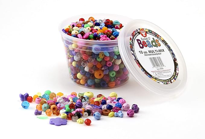 Hygloss Bucket O' Beads, 10 oz. Multi Mix, Container, Assorted