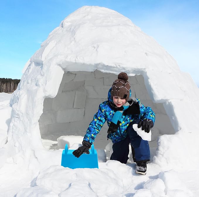 Superio Snow Brick Maker Igloo Fort Block Form Outdoor Winter Snow Toys Sand Castle Building Kit for Adults and Kids Sandbox, Beach, Sand Toys (Blue, 6)