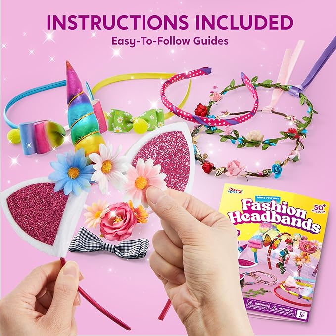 Klever Kits Headband Making Kit for Girls - Make Your Own Fashion Headbands - DIY Hair Accessories Set, DIY Arts and Crafts Gifts for 5 6 7+ Year Old