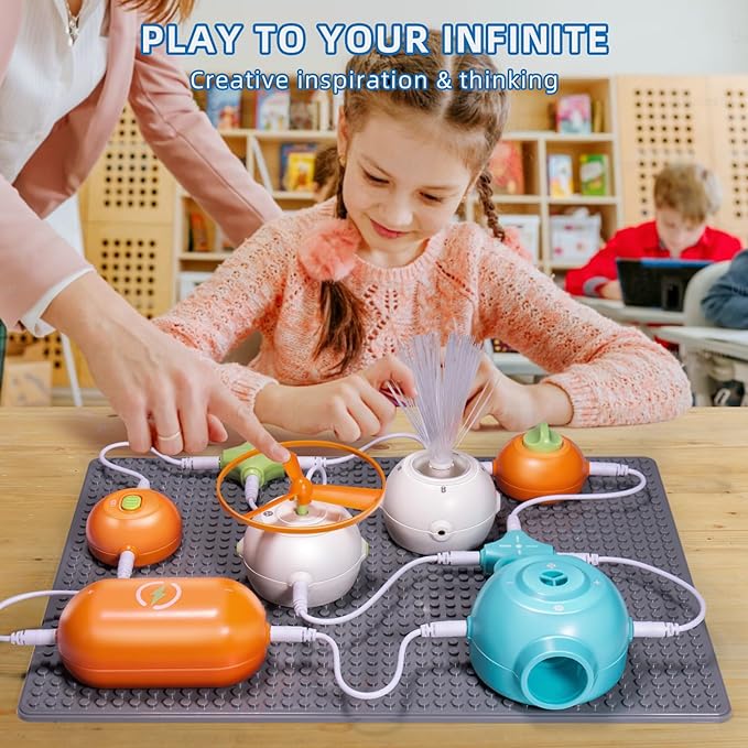 Circuit Kits for Kids Age 3-12,25PCS Circuit Blocks Board,DIY Electronics Exploration Kit with 64 Projects,Science Kits for Boys Girls, Full Color Project Manual,STEM Educational Toys