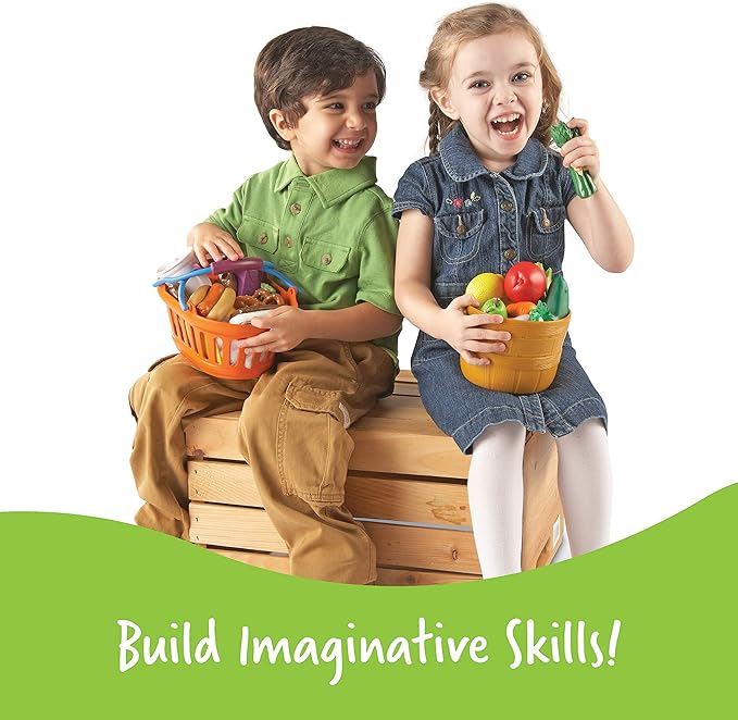 Learning Resources New Sprouts Deluxe Market Set - 32 Pieces, Ages 18+ Months Pretend Play Food for Toddlers, Preschool Learning Toys, Kitchen Play Toys for Kids