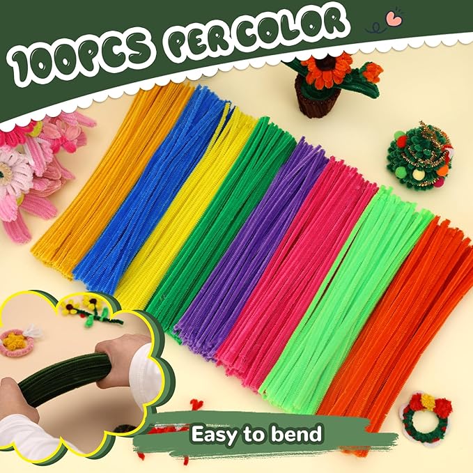 Pipe Cleaners, 100PCS Moss Green Pipe Cleaners Craft Supplies, Pipe Cleaners Bulk Fuzzy Sticks for DIY Art and Craft Projects Home Decoration