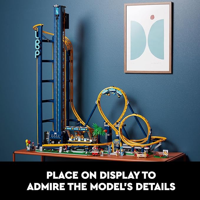 LEGO Icons Loop Coaster Set 10303, Model Building Kit for Adults, Amusement Park Funfair Track with Passenger Train, Great Gift Idea