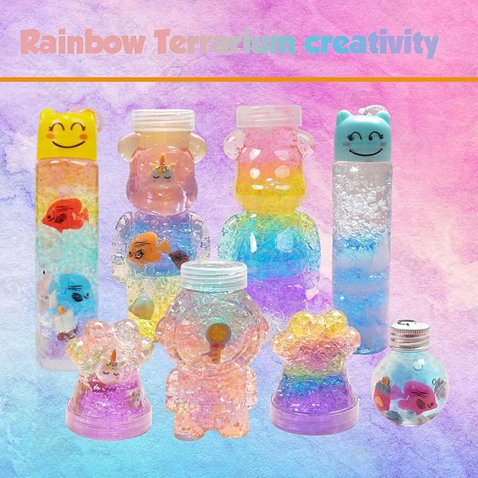 Suxkbo Terrarium Crafts Kit for Kids-5 Crafts Kits Light Up,Kids Arts and Crafts Glow in Dark Unicorn Birthday Gifts Toys for Girls Ages 5 6 7 8 9 10 Year Old for Girls Boys