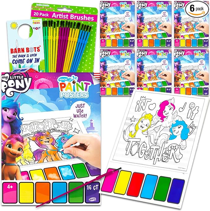 My Little Pony Paint with Water Party Favors Set - Bundle with 6 My Little Pony Watercolor Painting Activity Books for Girls with Paintbrushes | Bulk MLP Party Supplies Arts and Crafts