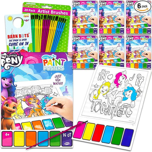 My Little Pony Paint with Water Party Favors Set - Bundle with 6 My Little Pony Watercolor Painting Activity Books for Girls with Paintbrushes | Bulk MLP Party Supplies Arts and Crafts