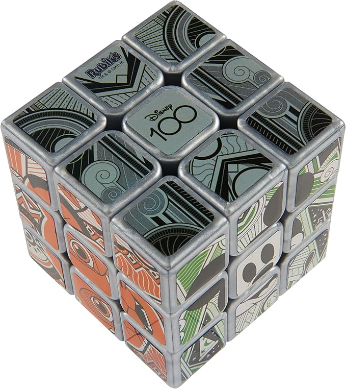 Rubik’s Cube, Disney 100th Anniversary Metallic Platinum 3x3 Cube, Fidget Toys Adults, Mickey Mouse Toys, Disney Toys for Adults & Kids Ages 8+