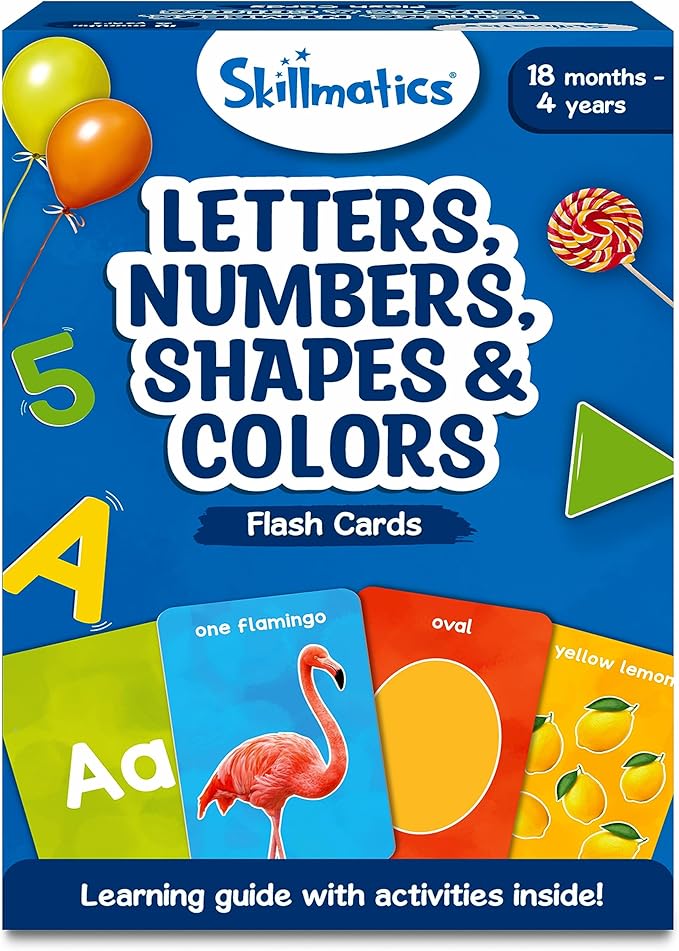 Skillmatics Thick Flash Cards for Toddlers - Letters, Numbers, Shapes & Colors, Montessori Toys, Preschool Learning Activities, Learning Aids, Gifts for Kids Ages 1, 2, 3, 4 Years