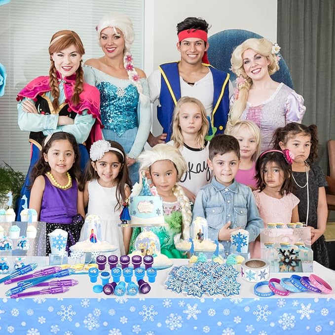 Winrayk Frozen Party Favors Birthday Supplies for Girls Kids, Invisible Ink Pen Snowflake Notebook Silicone Bracelet Stamper Sticker, Goodie Bag Stuffer Pinata Elsa Winter Party Favors Decor Serves 12