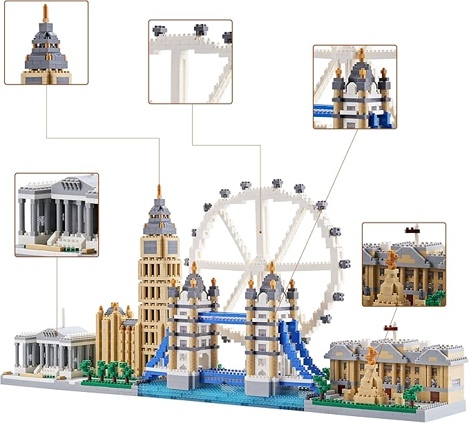 Building Micro Mini Blocks Architecture Skylines Collection Set for Adults London Bridge Mini Bricks for Kids (3430 Pieces)
