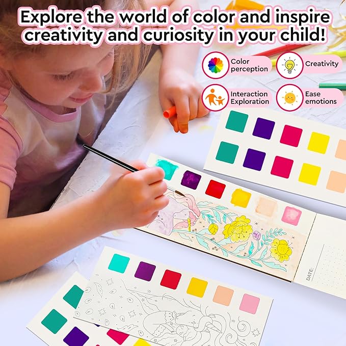 Watercolor Coloring Books for Kids Ages 4-6,8-12,Travel Pocket Water Color Paint Set for Toddlers Party Birthday Thank You Exchange Gift Art and Craft Easter Basket Stuffers for Toddlers