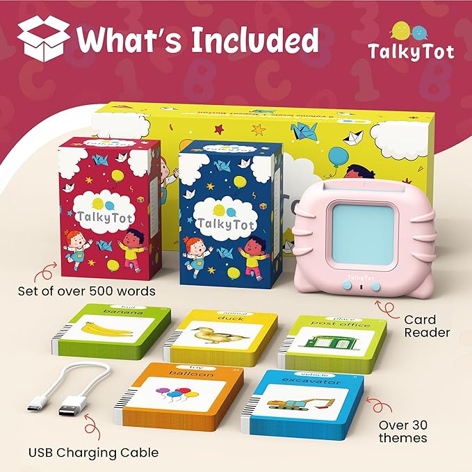 510 Words Talking Flash Cards for Toddlers 1-3, Pocket Speech for Toddlers, Card Early Education Device, Phonics Flash Cards, Word Learning Toys for Toddlers 1-3, Pocketspeech