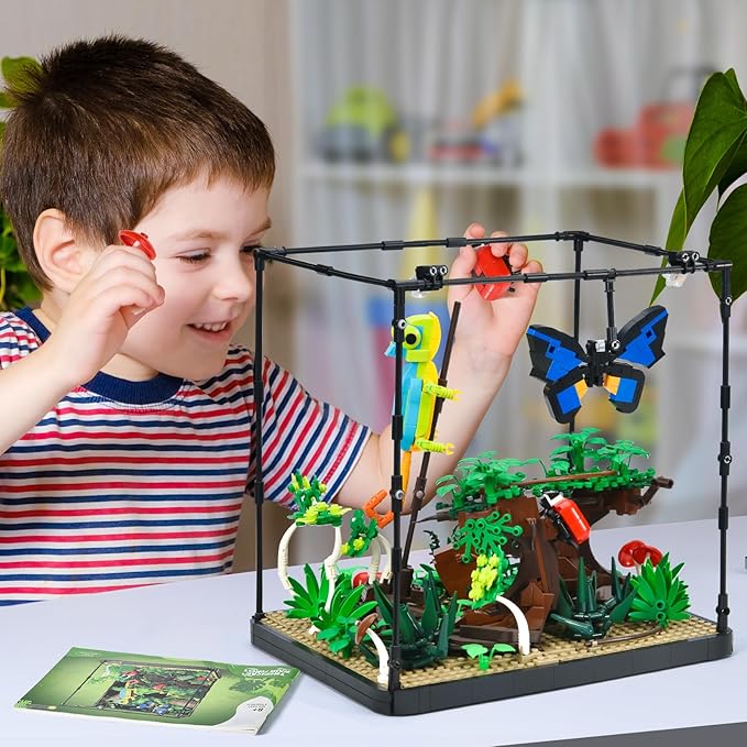 Flower Insects Collection Building Set for Kids, Animals Insect Creative Model Building Toys,with Chameleon,Ladybug,Butterfly,Birthday Gift for Adults and Boys 8 10 14+(1358PCS)