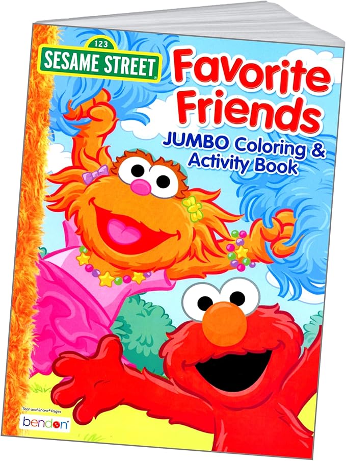 Sesame Street Coloring and Stickers Activity Set - Bundle Includes Sesame Street Stickers, Sesame Street Coloring Book, Door Hanger Craft, and Thank You Postcard Craft