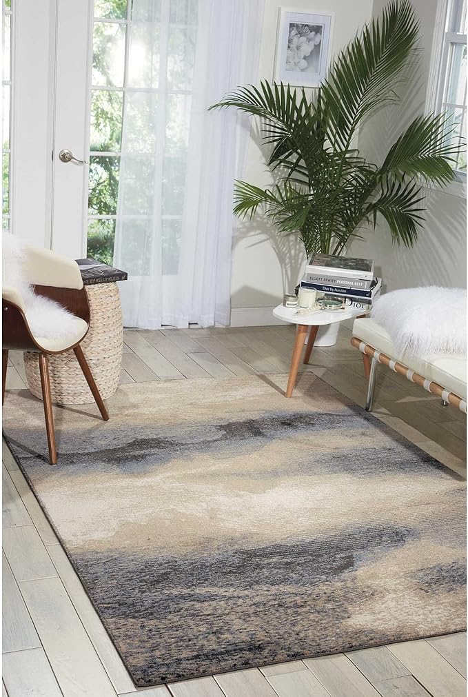Nourison Maxell Nourison Flint 5'3" x Round Area -Rug, Easy -Cleaning, Non Shedding, Bed Room, Living Room, Dining Room, Kitchen (5 Round)