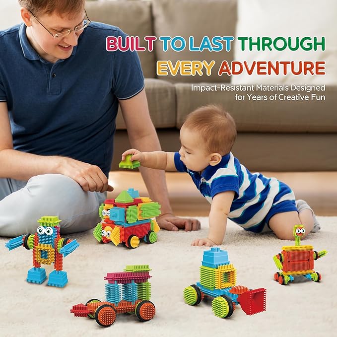 Contixo STEM & STEAM Building Toys, ST6 100-Piece Bristle Shape 3D Tiles Set - Educational Construction Blocks, Creative Stacking & Learning Toy for Kids Ages 3-8