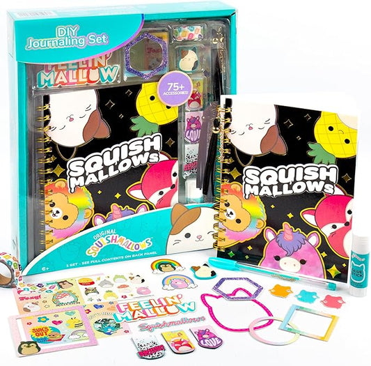 Original Squishmallows DIY Journaling Kit, Includes Craft Supplies Like Cute Stickers for Journaling, Sketch Pad, Cam The Cat Charm, Keychain, Fun Scrapbook Kit, Girl Gifts, Art Set