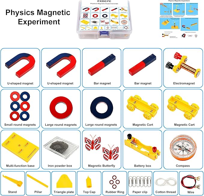 Kids Magnet Kit Physics Science Electromagnet Experiment Set Educational and Birthday Gift for School Students