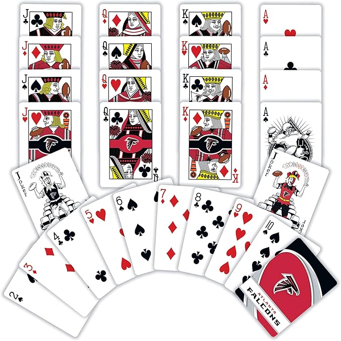 MasterPieces - NFL Playing Cards, Officially Licensed Atlanta Falcons Football Deck, Family Games for Adults and Kids, Standard Index