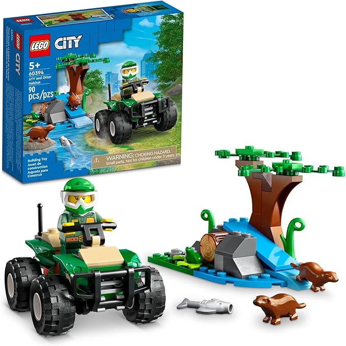 LEGO City ATV and Otter Habitat, 60394 Off-Roader Quad Bike Toy Car for Kids Age 5 Plus, Animal Playset with Wildlife Figures, Learning to Build Nature Set