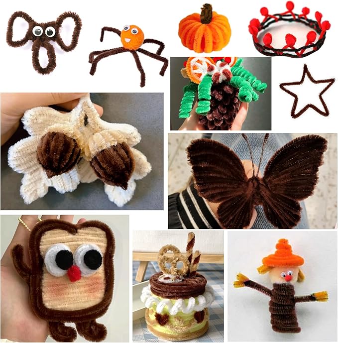 TOAOB 100pcs Pipe Cleaners Bulk Craft Supplies Dark Brown Chenille Stems 6mm x 12 Inch Fuzzy Pipe Cleaners for DIY Art Crafts Decorations